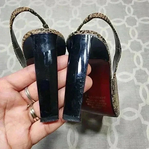 Colin Stuart Leather Snake Printed Sling Back Heels Size 7 - Picture 6 of 9